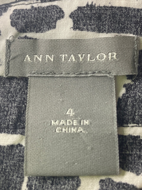 Blusa Ann Taylor Cuello redondo Estampado Negro - Talla 4