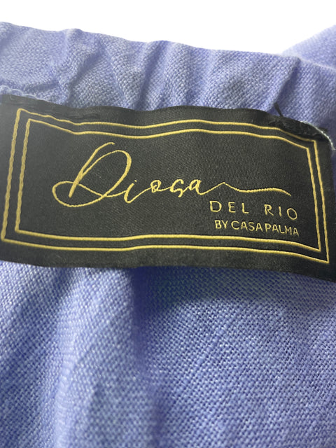 Conjunto Diosa Del Rio de Lino Falda/chaleco Suelto Azul - Talla S