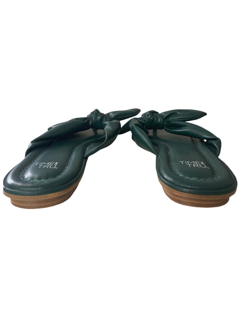 Sandalia Time And Tru Tiras Lazo Verde - Talla 7