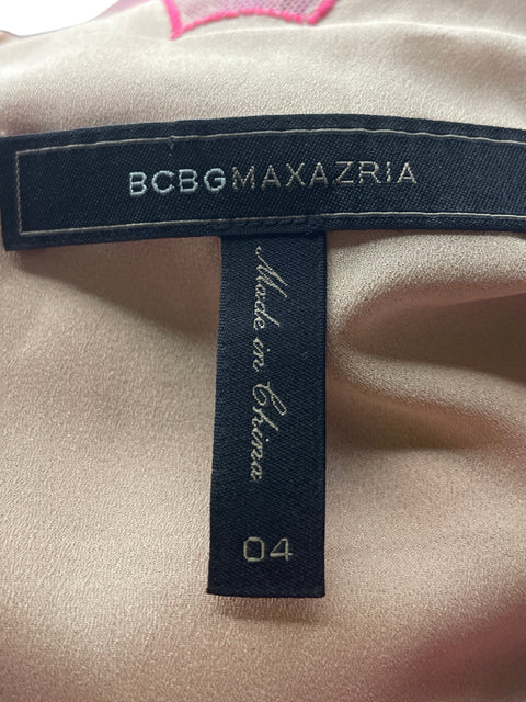 Vestido De Fiesta Bcbg Maxi Texturizado Rosado - Talla 4