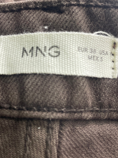 Pantalón Mango Baggy Zipper Marrón - Talla 38