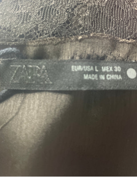 Blusa Zara Tiras Encaje Negro - Talla L