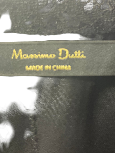 Blusa Massimo Dutti Tiras Encaje Negro - Talla M