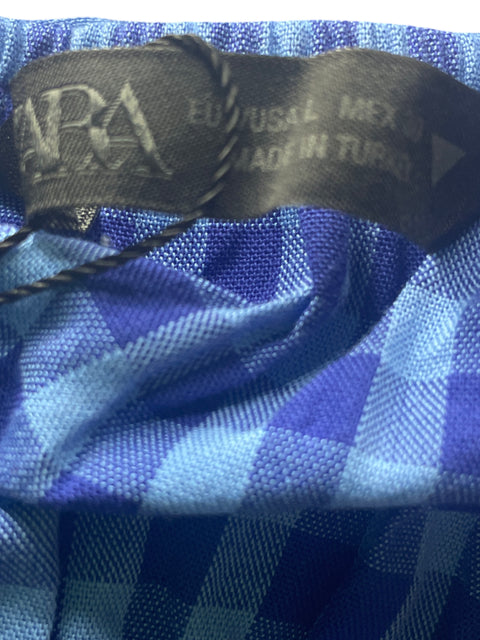 Blusa Zara de Algodón Cuadros Abullonado Azul - Talla L