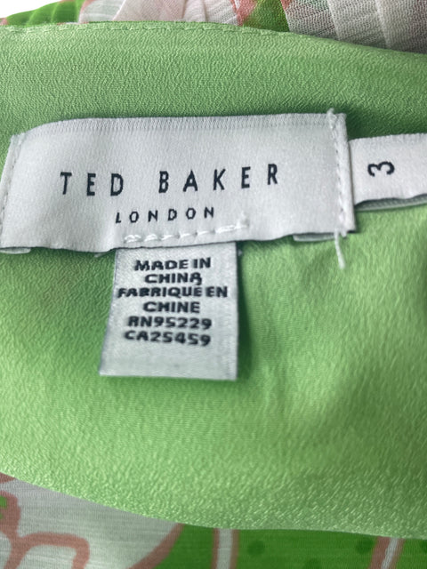 Falda Ted Baker Plisado Floral Verde - Talla S