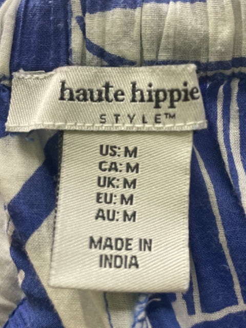 Pantalón Haute Hippie Floral Elastico Azul - Talla M