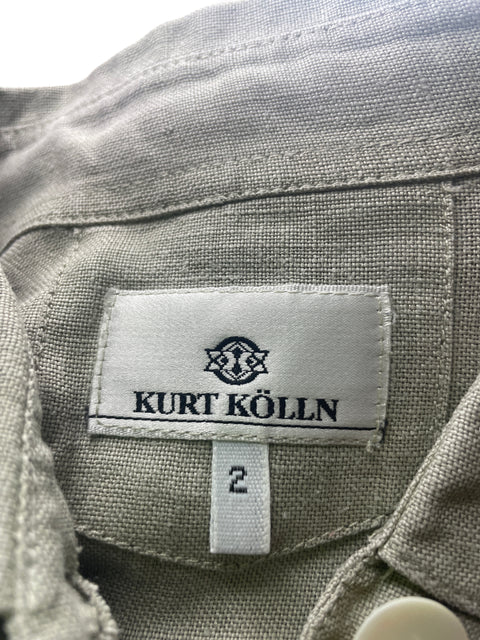 Camisa Kurt Kolln de Lino Bolsillo Botones Gris - Talla 2