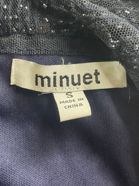 Vestido De Fiesta Minuet Pedreria Manga larga Azul - Talla S