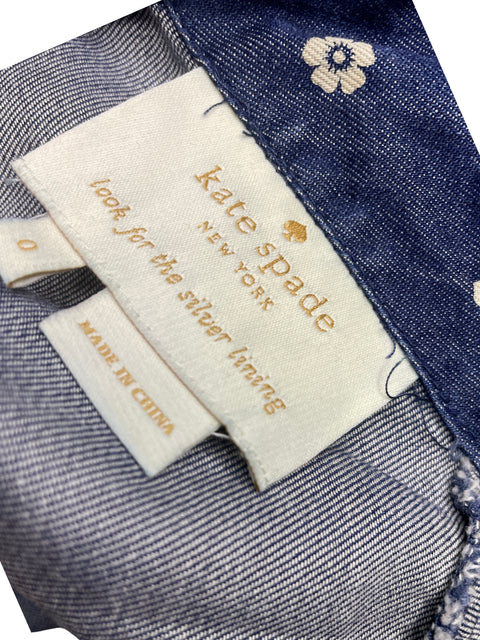Vestido Kate Spade de Algodón Mini Estampado Manga  abullonadas Azul - Talla 0