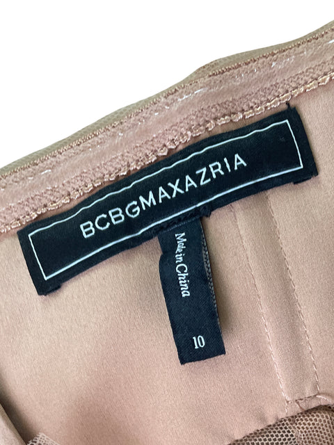 Vestido De Fiesta Bcbg Maxazria Tul Bustier Beige - Talla 10