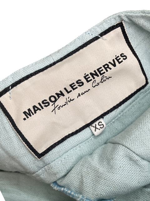 Pantalón Maison Les Enervés de Algodón Palazo Bordado Azul - Talla XS