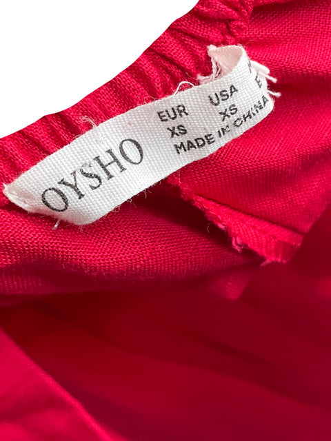 Vestido Oysho de Algodón Maxi Asimétrico Rojo - Talla XS