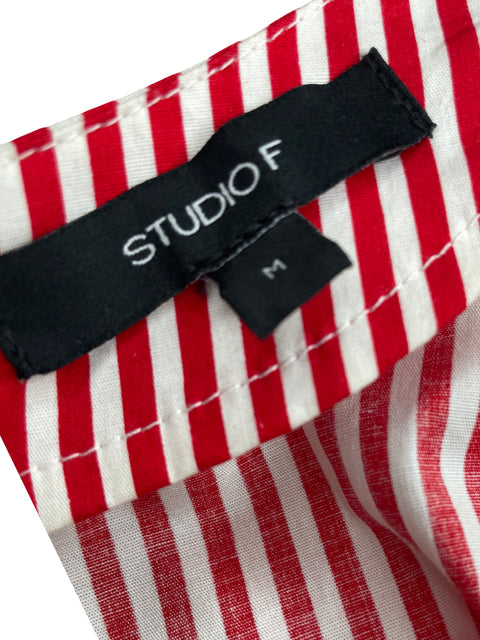Blusa Studio F de Algodón Cuello v Vuelos Rojo - Talla M