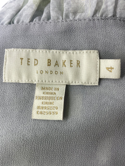 Blusa Ted Baker Estampado Hojas Gris - Talla 4