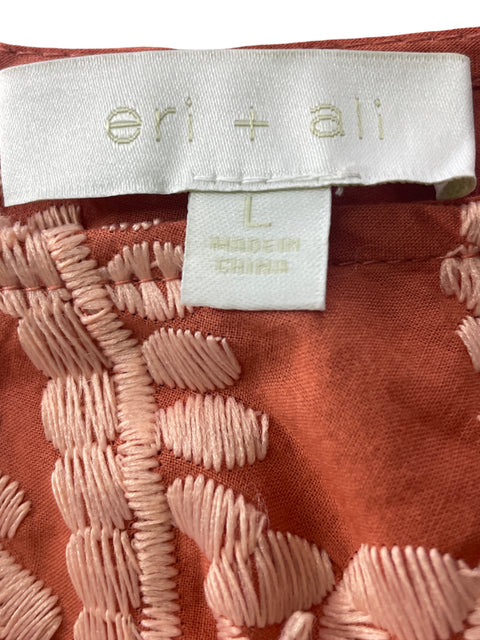 Blusa Eri+ali de Algodón Bordado Manga corta Naranja - Talla L