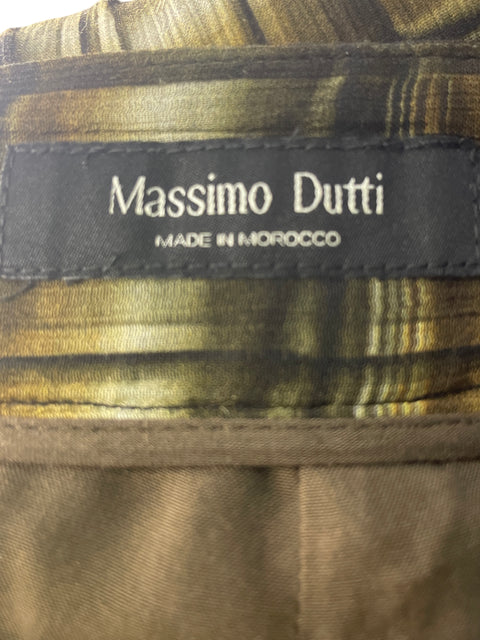 Pantalón Massimo Dutti de Viscosa Cuadros Baggy Marrón - Talla 4
