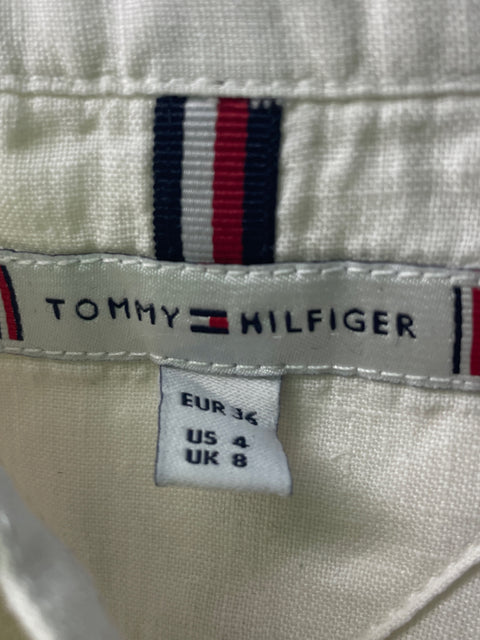 Camisa Tommy Hilfiger de Lino Manga corta Botones Blanco - Talla 4