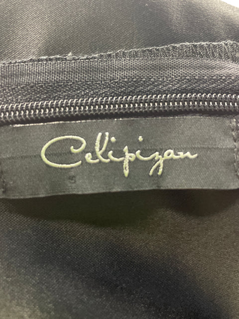 Blusa Celi Pizan Ruchas Satinado Negro - Talla L