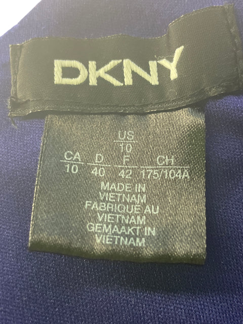 Vestido Dkny Cruzado Abullonado Azul - Talla 10