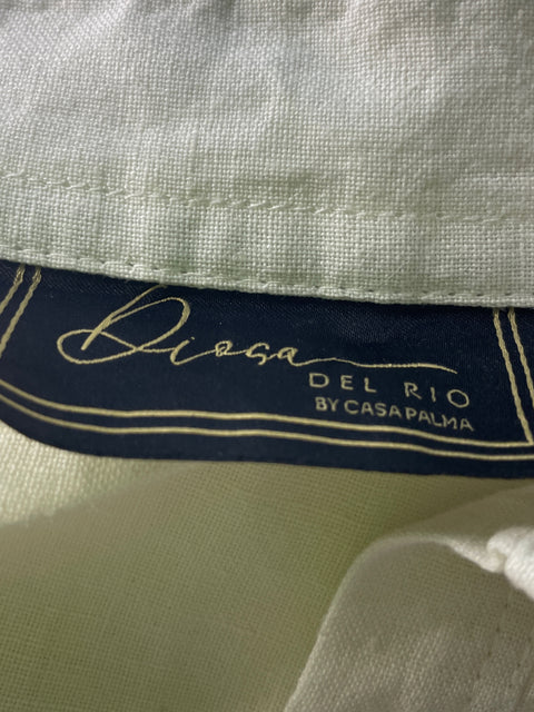 Vestido Diosa Del Rio de Lino Sin mangas Vuelos Blanco - Talla L