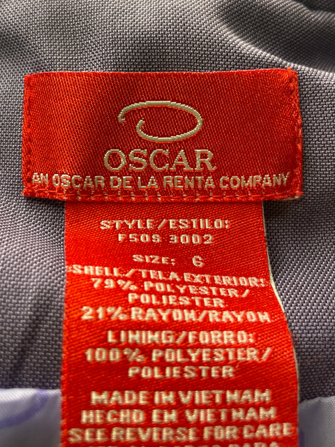 Conjunto Oscar De La Renta Blazer/pantalon Zipper Morado - Talla 6