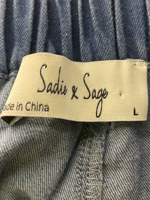 Pantalón Sadie & Sage de Algodón Recto Palazo Azul - Talla L
