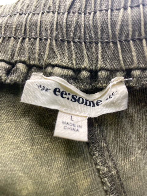 Pantalón Ee:some de Algodón Elastico Recto Verde - Talla L