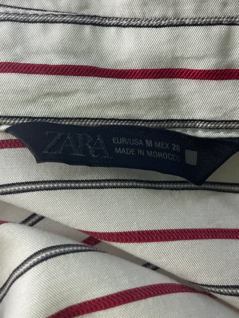 Camisa Zara de Algodón Rayas Manga larga Rojo - Talla M