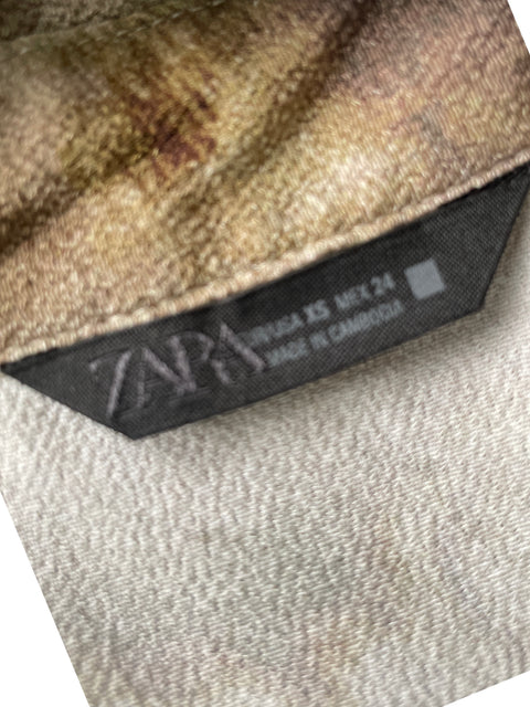 Blusa Zara de Viscosa Estampado Tie-dye Marrón - Talla XS
