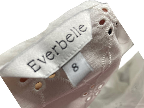 Vestido Everbelle de Algodón Encaje Mangas abullonadas Blanco - Talla 8