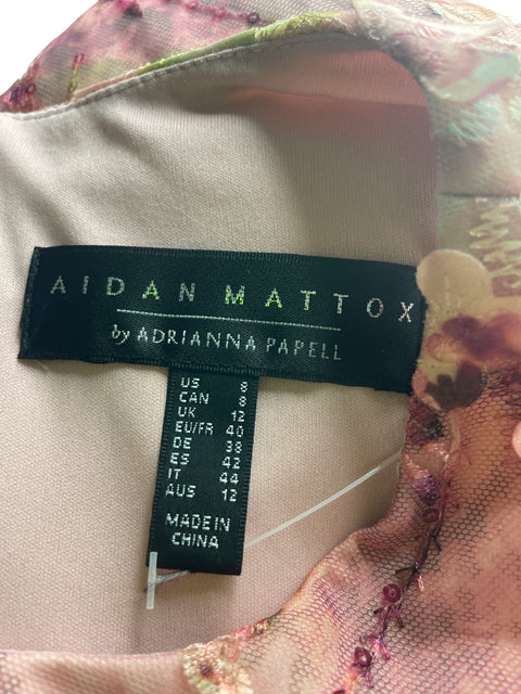 Vestido De Fiesta Aidan Mattox Sin mangas Apliques Rosado - Talla 8