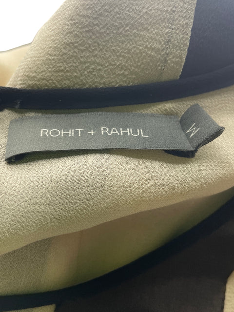 Blusa Rohit+rahul de Seda Pedreria Transparente Beige - Talla M