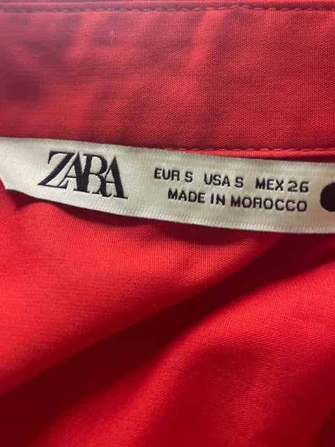 Blusa Zara de Algodón Cruzado Manga corta Naranja - Talla S