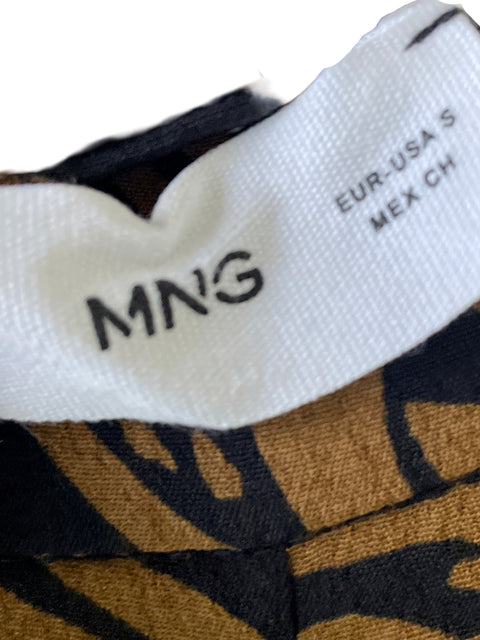 Pantalón Mango de Viscosa Estampado Palazo Marrón - Talla S
