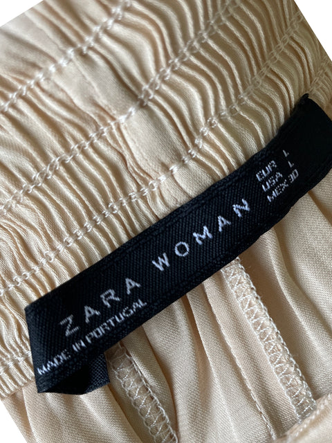 Conjunto Zara Satinado Fluido Beige - Talla M