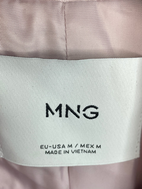 Blazer Mango de Viscosa Recto Manga larga Rosado - Talla M