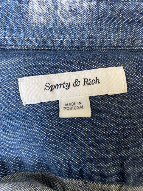 Camisa Sporty & Rich de Algodón Cuello abotonado Manga larga Azul - Talla S