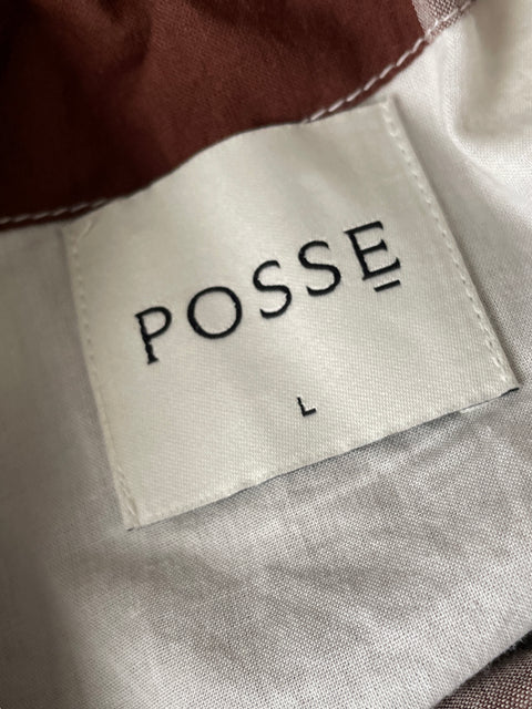 Vestido Posse de Algodón Cuello halter Mini Marrón - Talla L