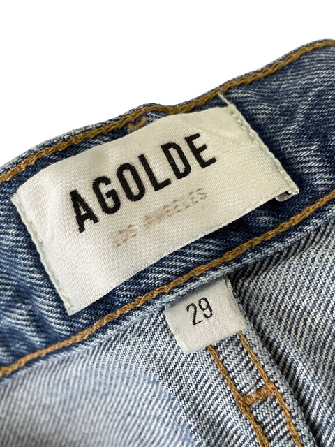 Pantalón Agolde de Algodón Recto Wide-leg Azul - Talla 29