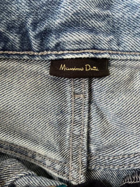 Pantalón Massimo Dutti de Algodón Recto Wide-leg Azul - Talla 40