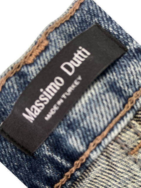 Pantalón Massimo Dutti de Algodón Recto Wide-leg Azul - Talla 40