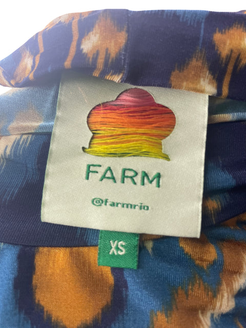 Blusa Farm Ajustado Estampado Azul - Talla XS
