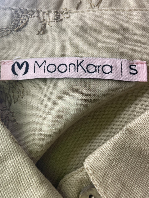 Camisa Moonkara de Algodón Bordado Botones Marrón - Talla S
