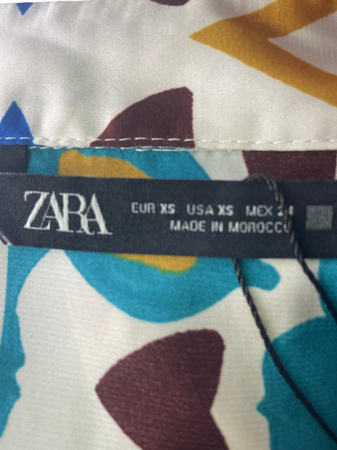 Camisa Zara Estampado Manga larga Azul - Talla XS