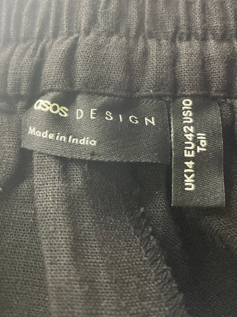 Pantalón Asos de Viscosa Elastico Plisado Negro - Talla 10