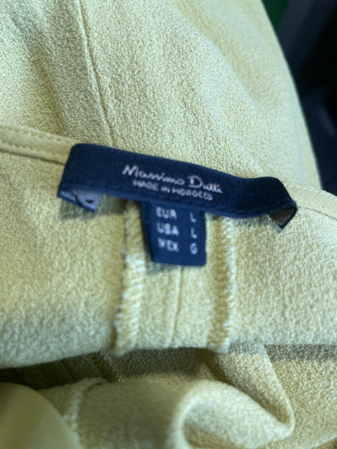 Vestido Massimo Dutti Tiras Liso Verde - Talla L