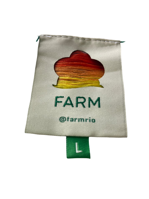 Vestido Farm de Algodón Estampado Cuello v Amarillo - Talla L
