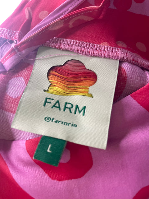 Vestido Farm de Viscosa Tiras Cuello v Rosado - Talla L