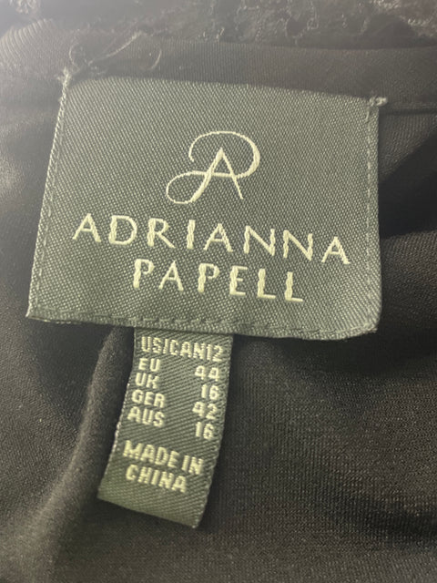Vestido Adrianna Papell de Viscosa Encaje Midi Negro - Talla 12