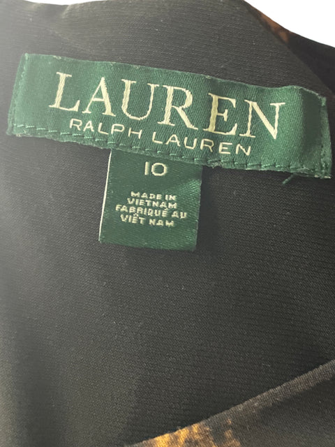 Vestido Ralph Lauren Manga larga Animal print Marrón - Talla 10